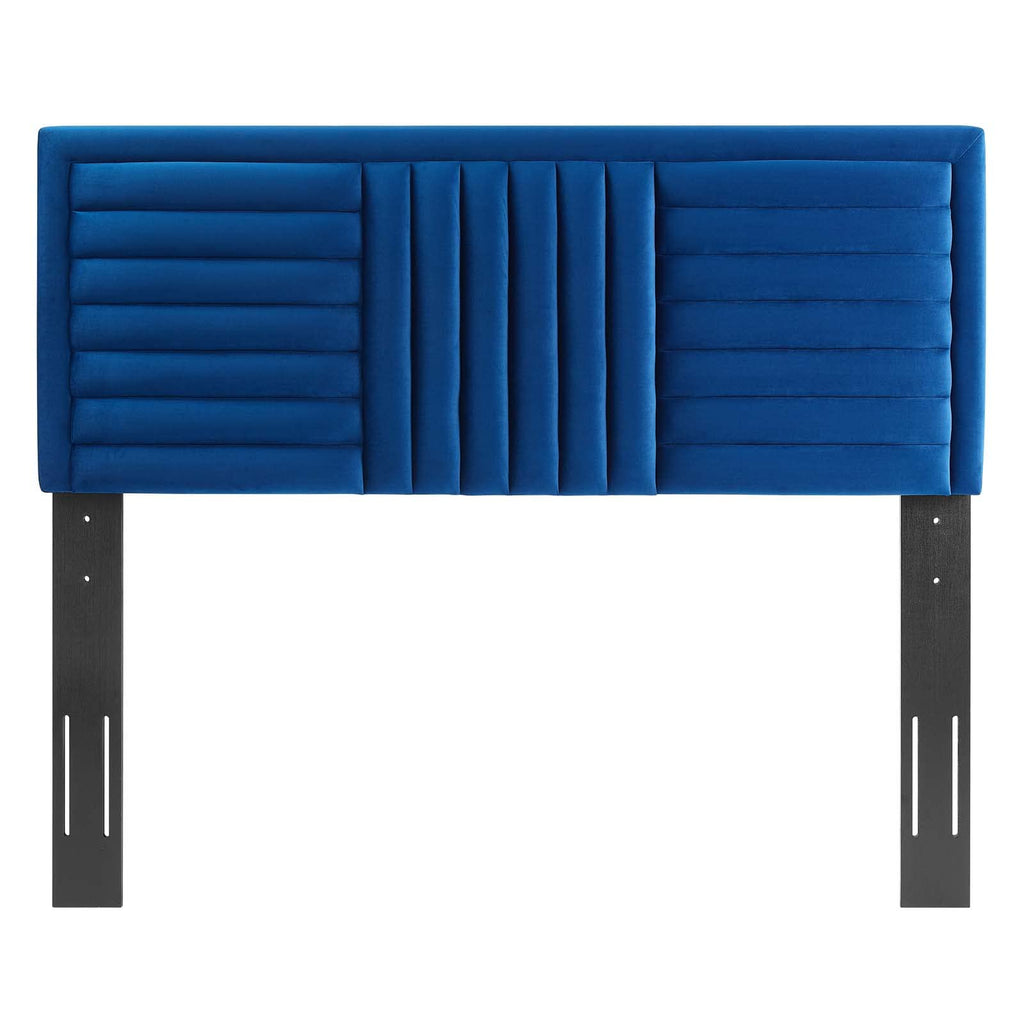 Modway Mod-6664-Nav Believe Channel Tufted Performance Velvet Twin Headboard, Navy