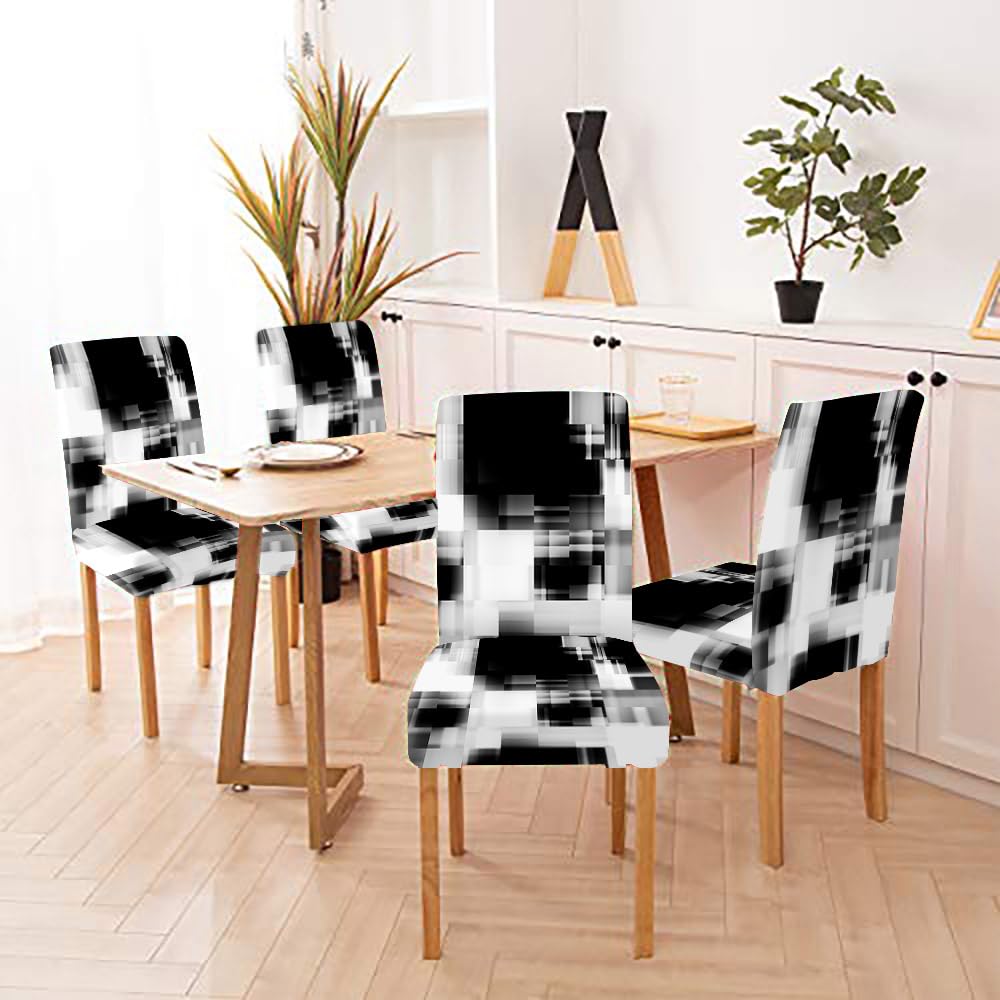 Capsceoll Art Abstract Monochrome Blackand White Dining Chair Covers Set Of 4,Removable Washable Parson Chair Covers For Dining Room,Living Room,Kitchen