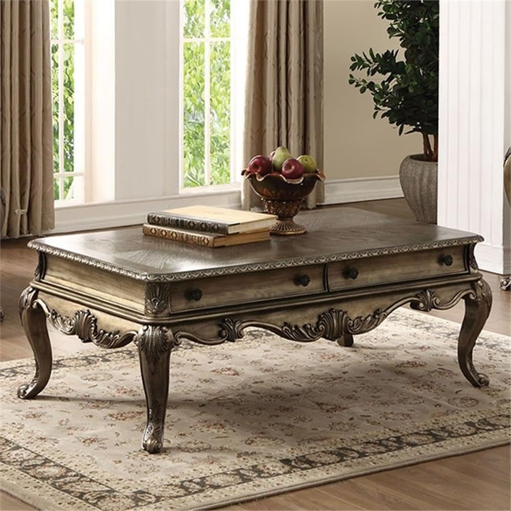 Acme Ragenardus 2-Drawer Wood Top Storage Coffee Table in Vintage Oak