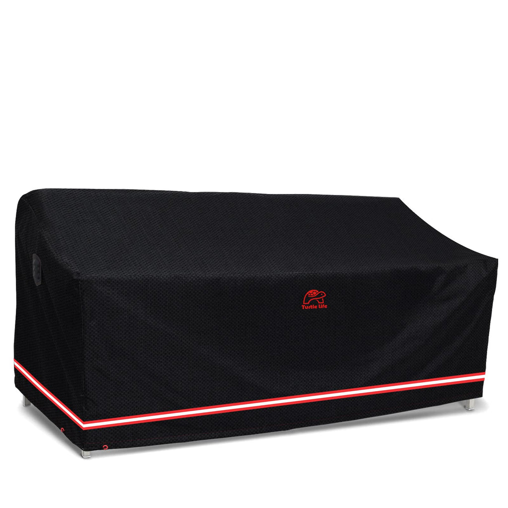 Turtle Life Patio Sofa Cover, Outdoor Heavy Duty Durable Uv Water Resistant Anti-Fading Multi-Person Sofa Cover With 2 Upgrade Air Vents And 2 Buckles, Black, 72' W X 37' D X 35' H
