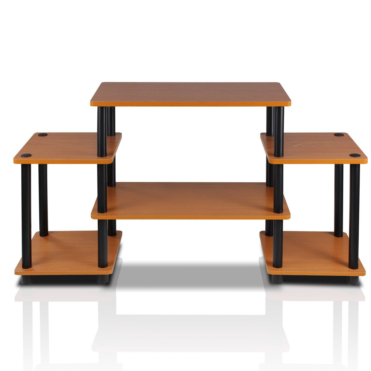 Furinno No Tools Tube Entertainment Center, Light Cherry/Black, Square Corner