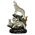 Indian Handicrafts Wolf Family On Rocks Sculpture