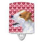 Caroline'S Treasures Ss4504Cnl Jack Russell Terrier Hearts Love And Valentine'S Day Portrait Ceramic Night Light Compact, Ul-Cer