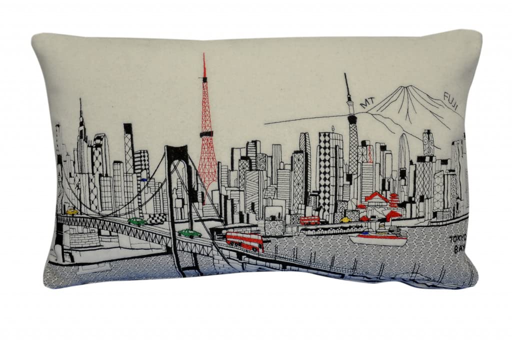 HomeRoots Cream 24' White Tokyo Daylight Skyline Lumbar Decorative Pillow