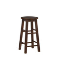 Linon Zeke Walnut Solid Wood Backless Round Counter Stool with 24 Inch Seat Height