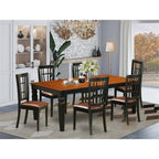East West Furniture LGNI7-BCH-LC 7 Piece Dining Room Furniture Set Consist of a Rectangle Kitchen Table with Butterfly Leaf and 6 Faux Leather Upholstered Chairs, 42x84 Inch, Black & Cherry