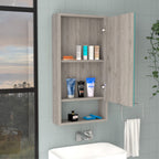 Medicine 35H Single Door Cabinet, 2 Interior Shelves, 1 External Shelf, Light Gray