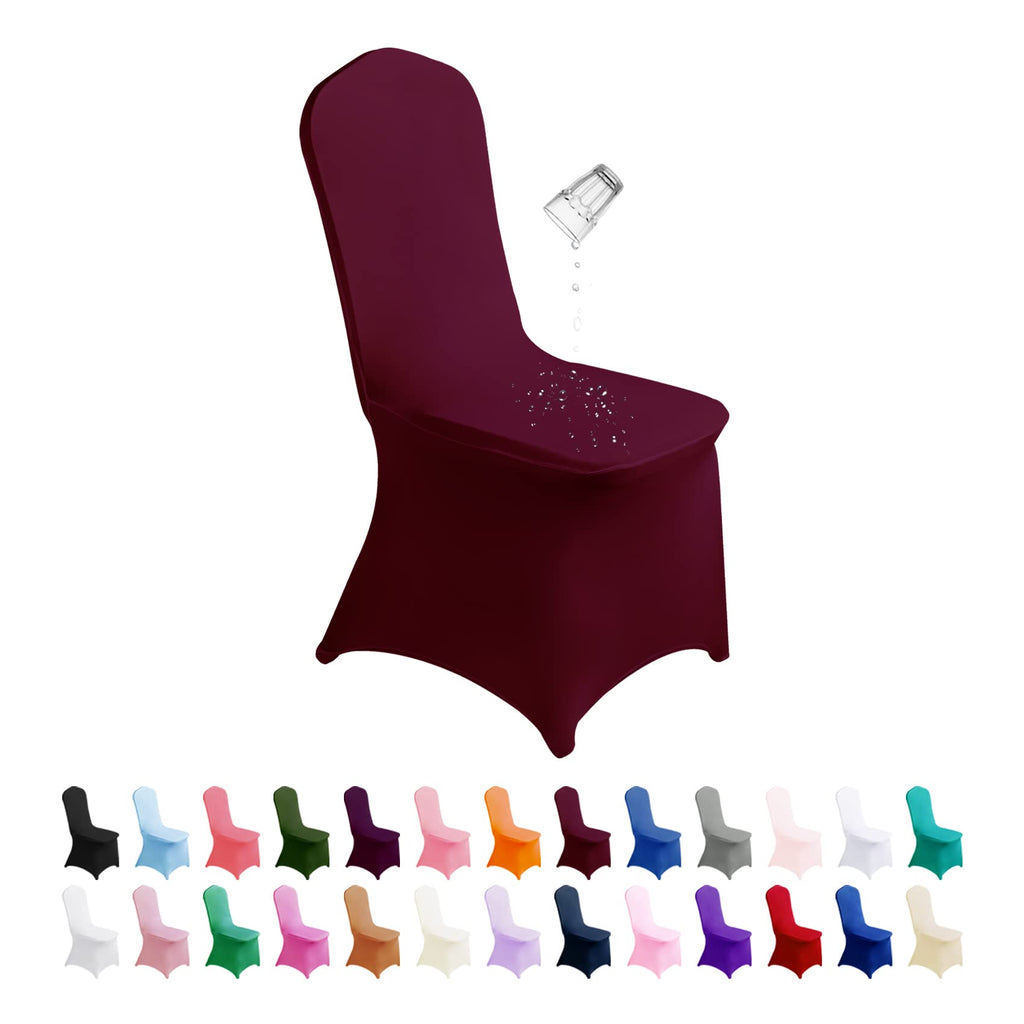 Supero Waterproof Spandex Chair Cover 12Pcs, Stretch Dining Chair Covers, Polyester Outdoor Chair Covers, Protector Stretch Chair Cover For Party Universal, Banquet, Wedding Event, Hotel(Burgundy)