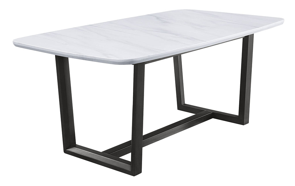 Acme Furniture Rectangular Marble Top Dining Table, Weathered grayWhite