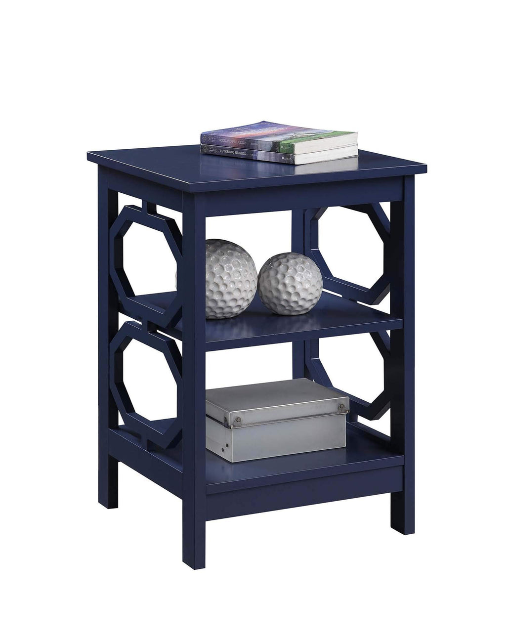 Convenience Concepts Omega End Shelves Table, Cobalt Blue