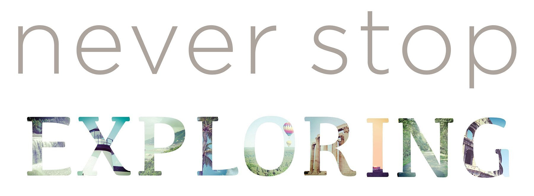 WallPops DWPQ2146 Never Stop Exploring Wall Quote, Grey