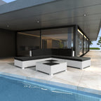 6 Piece Patio Lounge Set with Cushions Poly Rattan White