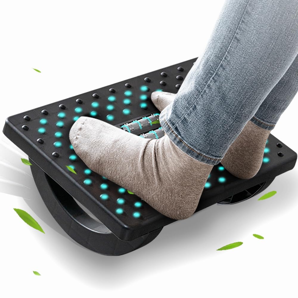 Auryxen Foot Rest Under Desk Rocking Footrest With Massage Roller