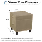 Outdoorlines Outdoor Waterproof Patio Ottoman Covers - Square Uv-Proof Patio Side Table Cover Windproof Heavy-Duty Furniture Covering Protector 28L X 28W X 17H Inch, Camel
