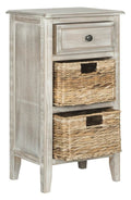 Safavieh Home Collection Everly Drawer White Wash 1-Drawer 2 Removable Baskets Side Table