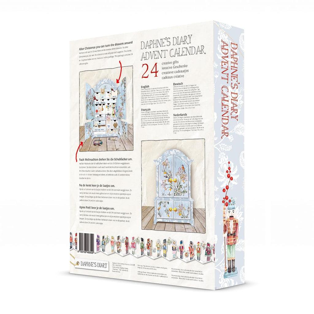 Daphne's Diary Reusable Advent Calendar | Cupboard Shape with 24 Drawers | Sustainable, Plastic-Free, Blue | Model DDADVENTS23