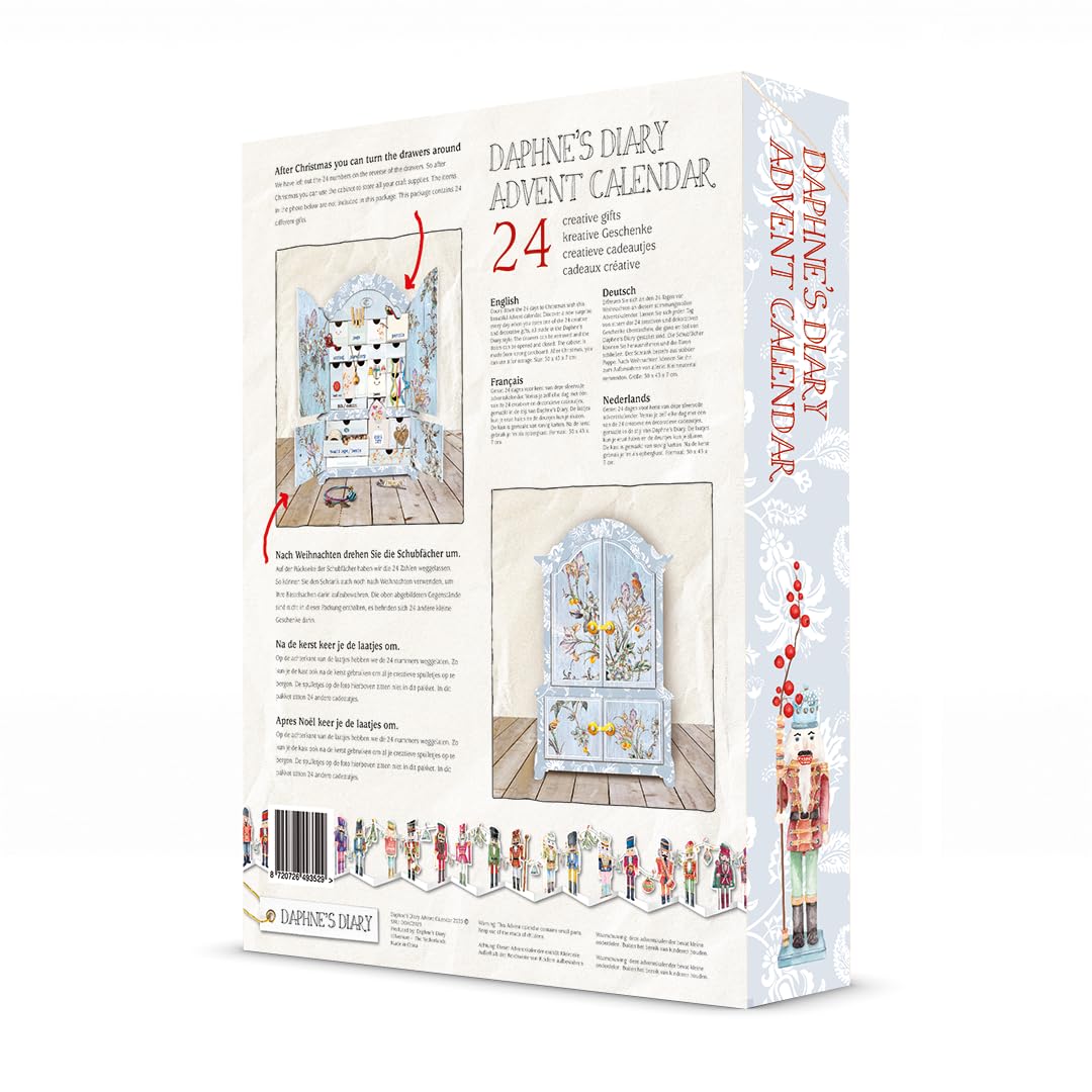 Daphne's Diary Reusable Advent Calendar | Cupboard Shape with 24 Drawers | Sustainable, Plastic-Free, Blue | Model DDADVENTS23