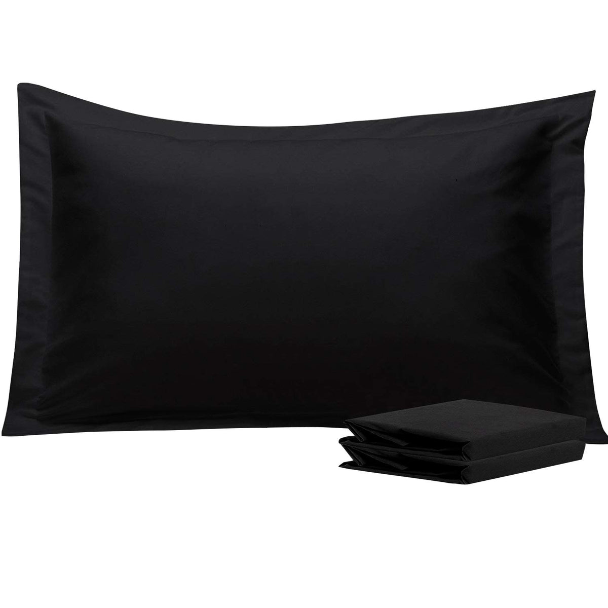 Ntbay 100% Brushed Microfiber King Pillow Shams Set Of 2, Super Soft And Cozy, Wrinkle, Fade, Stain Resistant 20X36 Inches Oxford Pillowcases, Black