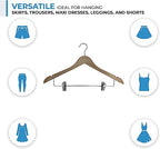 Wood-Look Standard Shaped Hangers with Clips, Swivel Hook & Pant Bar, Pack of 10/20