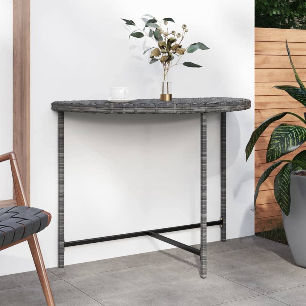 vidaXL- Patio Table with Poly Rattan Material and Powder-Coated Steel Frame - Outdoor Garden Table - Gray, Measurements: 39.4"x19.7"x29.5" - Assembly Required
