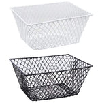 Small Metal Rectangular, Oval And Round Wire Baskets With Handles, Black And White, 4-Ct Sets (Rectangular Black Without Handles