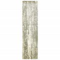 HomeRoots Grey Viscose 3’ x 10’ Gray and Ivory Abstract Splash Indoor Runner Rug