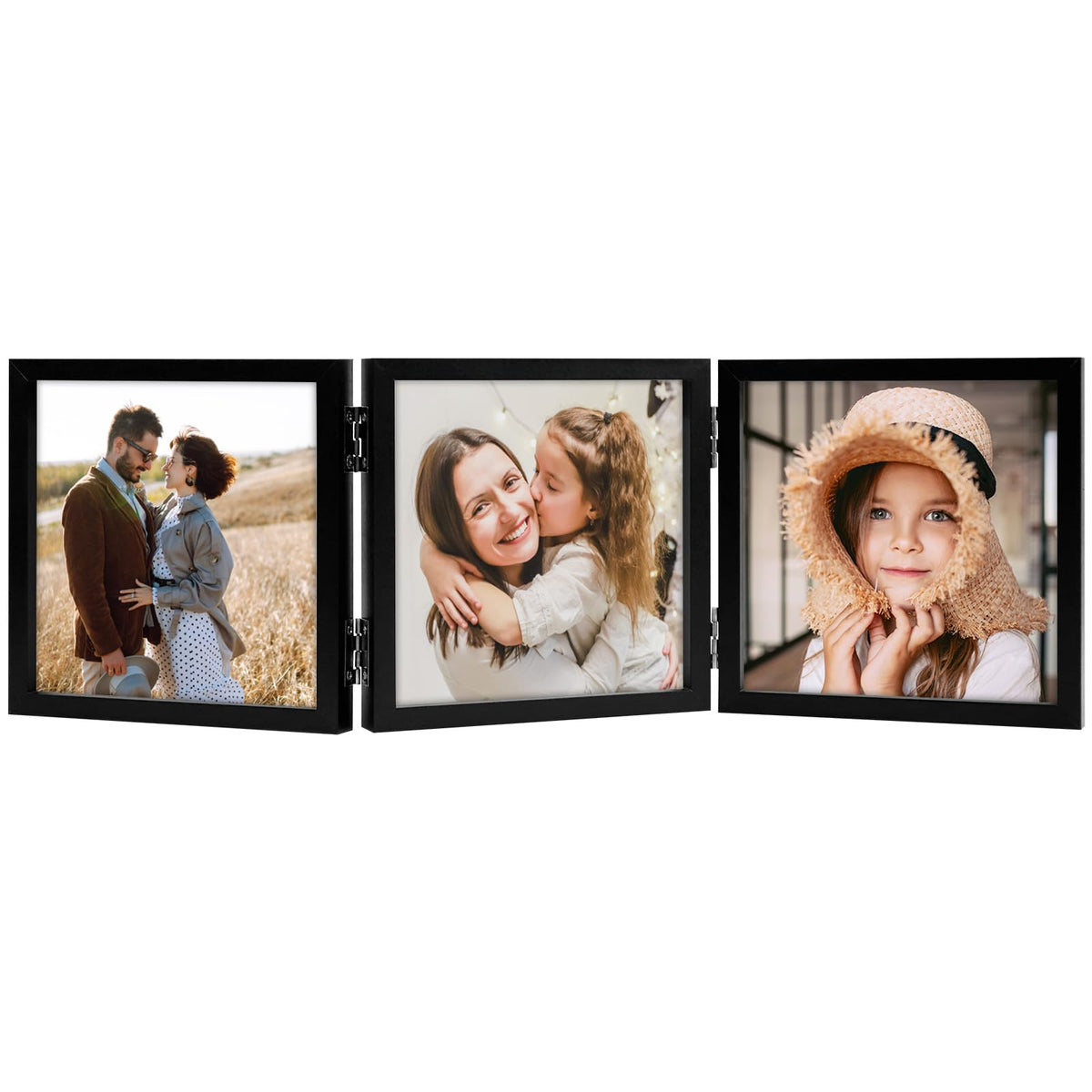 ORIVAN 5x5 Triple Picture Frame 3 Picture Frames with Glass Black