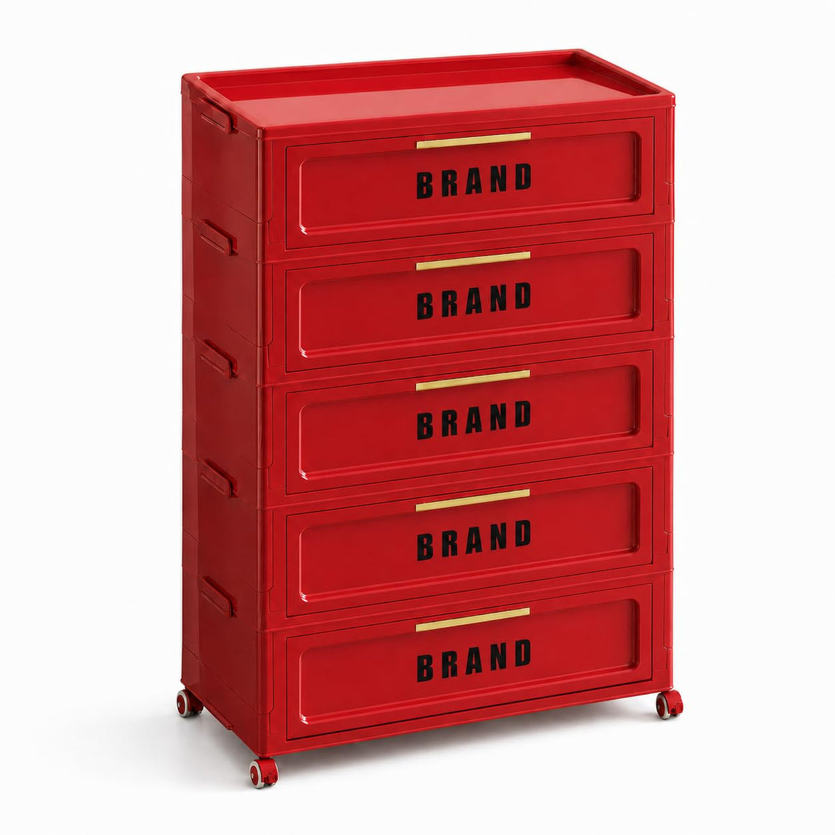FoldTrend 300QT Foldable Storage Cabinet with Doors and Locking Wheels, 5Tier HeavyDuty ABS Rolling Organizer, NoTool Assembl