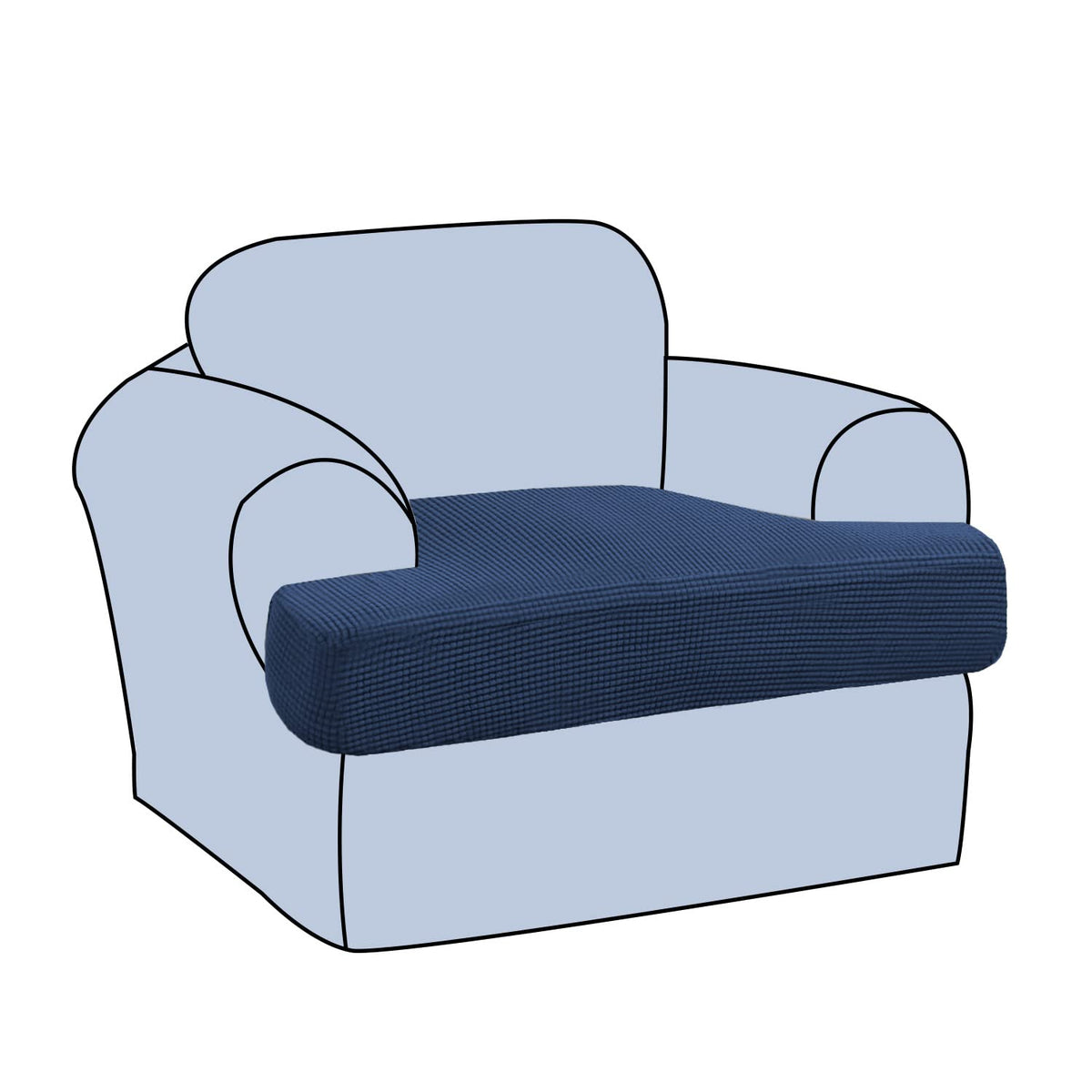 H.Versailtex Stretch T Cushion Chair Sofa Slipcover T Cushion Covers For Living Room Armchair Couch Cover T Cushion Slipcover Seat Cover With Elastic Bands Thicker Jacquard Fabric, Navy