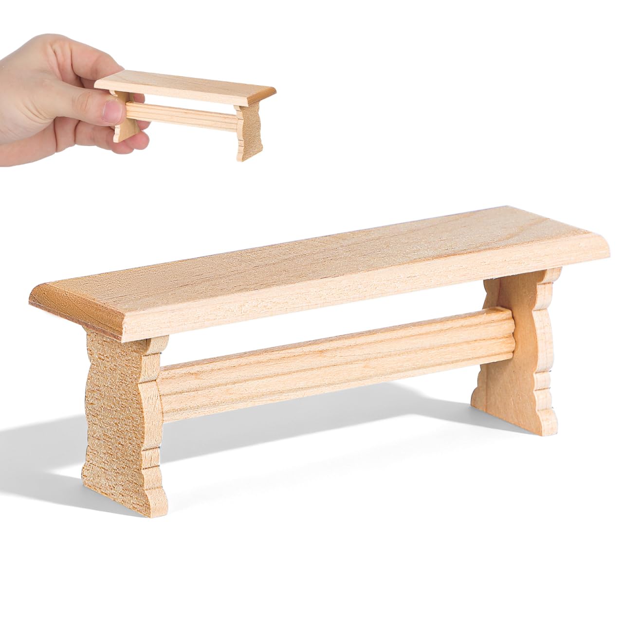 Toddmomy Miniature Wooden Bench Model Decorative Dollhouse Furniture for Landscape and Bedroom Decor Mini Chair for Miniature Ho