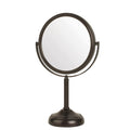 JERDON Two-Sided Tabletop Makeup Vanity Mirror - 10X-1X Magnification & Swivel Design - 6-Inch Diameter Portable Mirror - Bronze