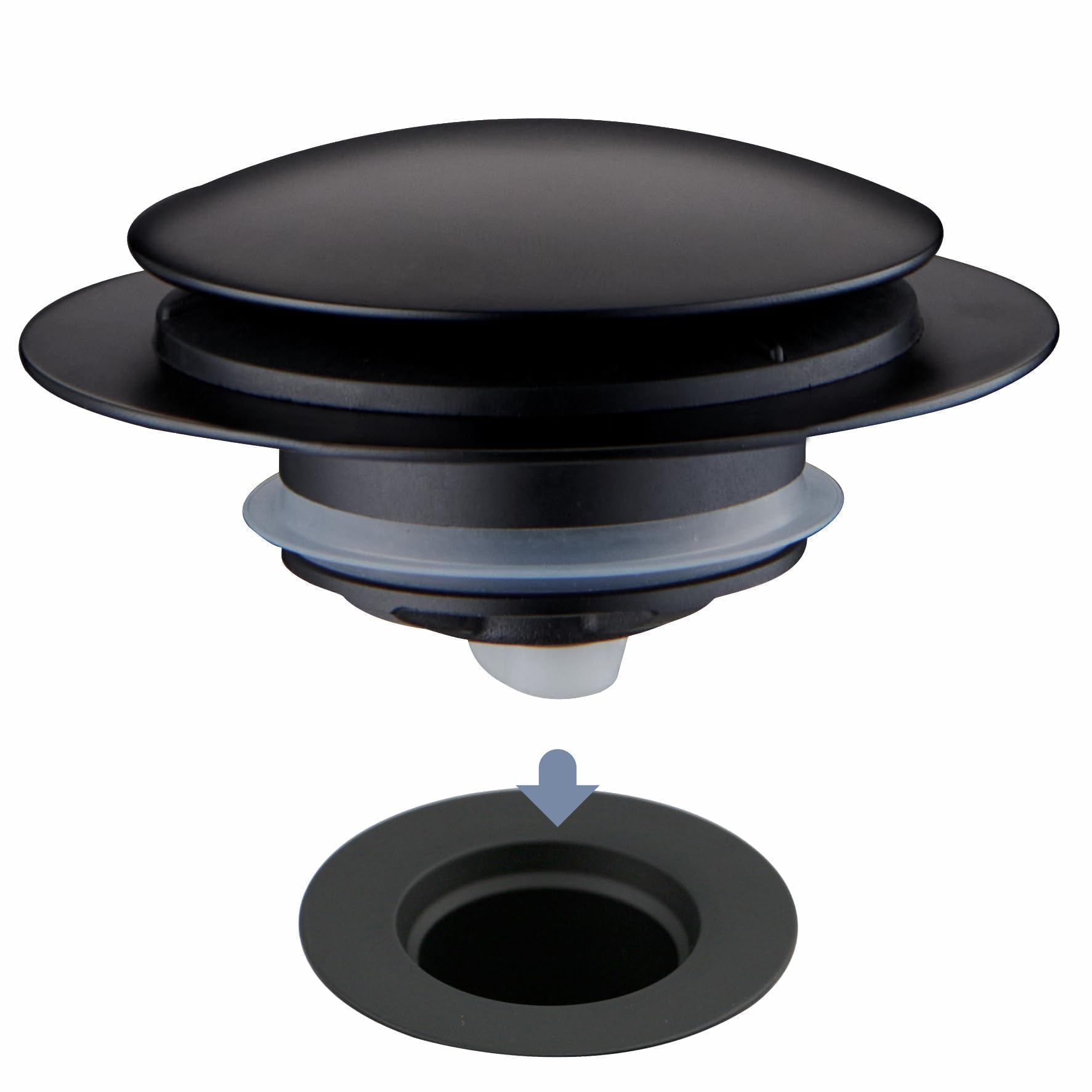 Matte Black tub Drain Stopper, Hidrop Pop Up Universal Tub Dain Tip Toe Bathtub Drain Stopper,Conversion Kit Assembly, Replaces 