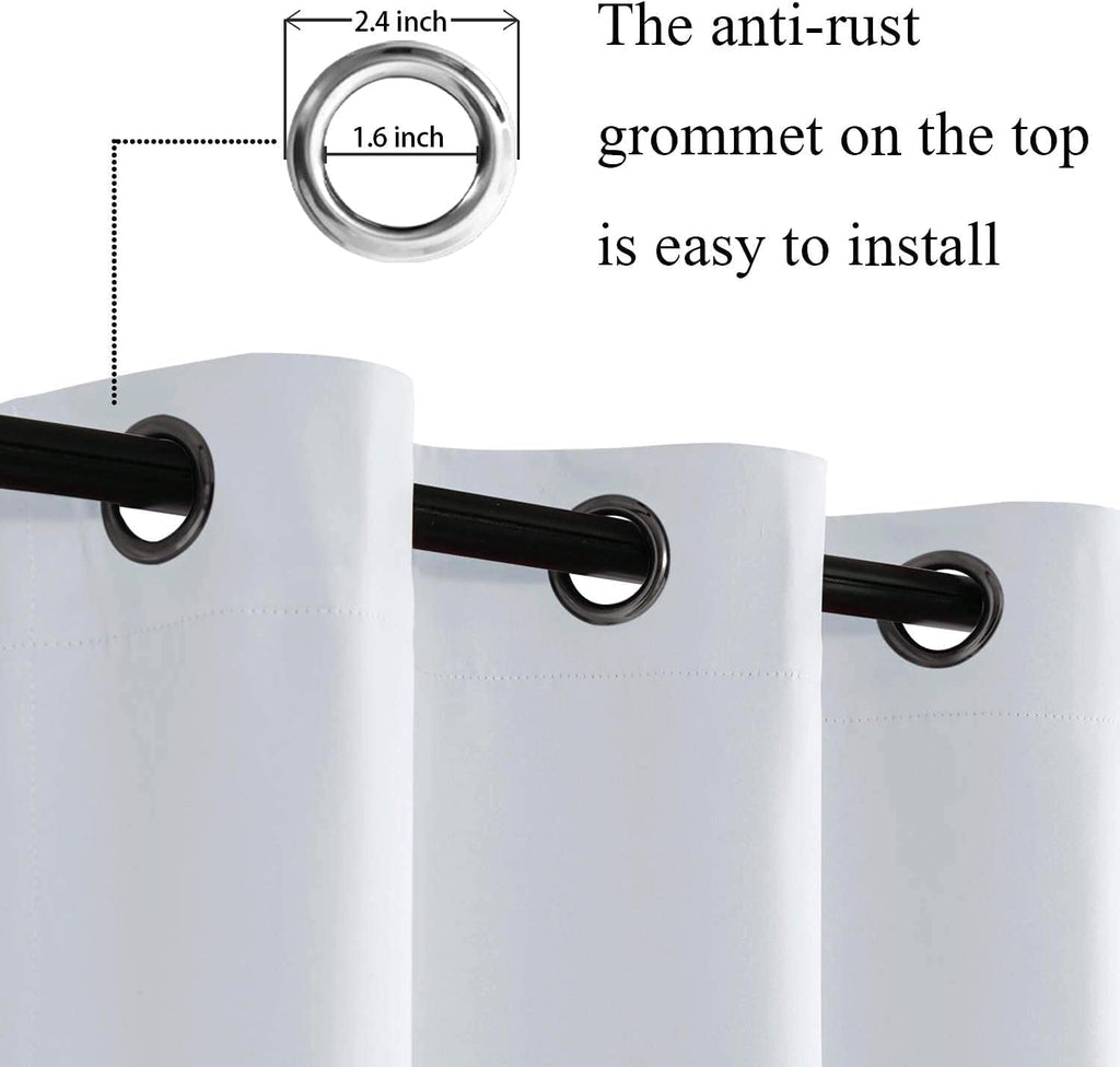 Jiuzhen Greyish White Blackout Curtains With Tiebacks Thermal Insulated, Light Blocking And Noise Reducing Grommet Curtains For And Living Room, Set Of 2 Window Curtain Panels, 52 X 90 Inch Length