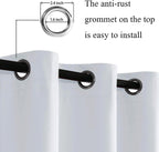 Jiuzhen Greyish White Blackout Curtains With Tiebacks Thermal Insulated, Light Blocking And Noise Reducing Grommet Curtains For And Living Room, Set Of 2 Window Curtain Panels, 52 X 90 Inch Length