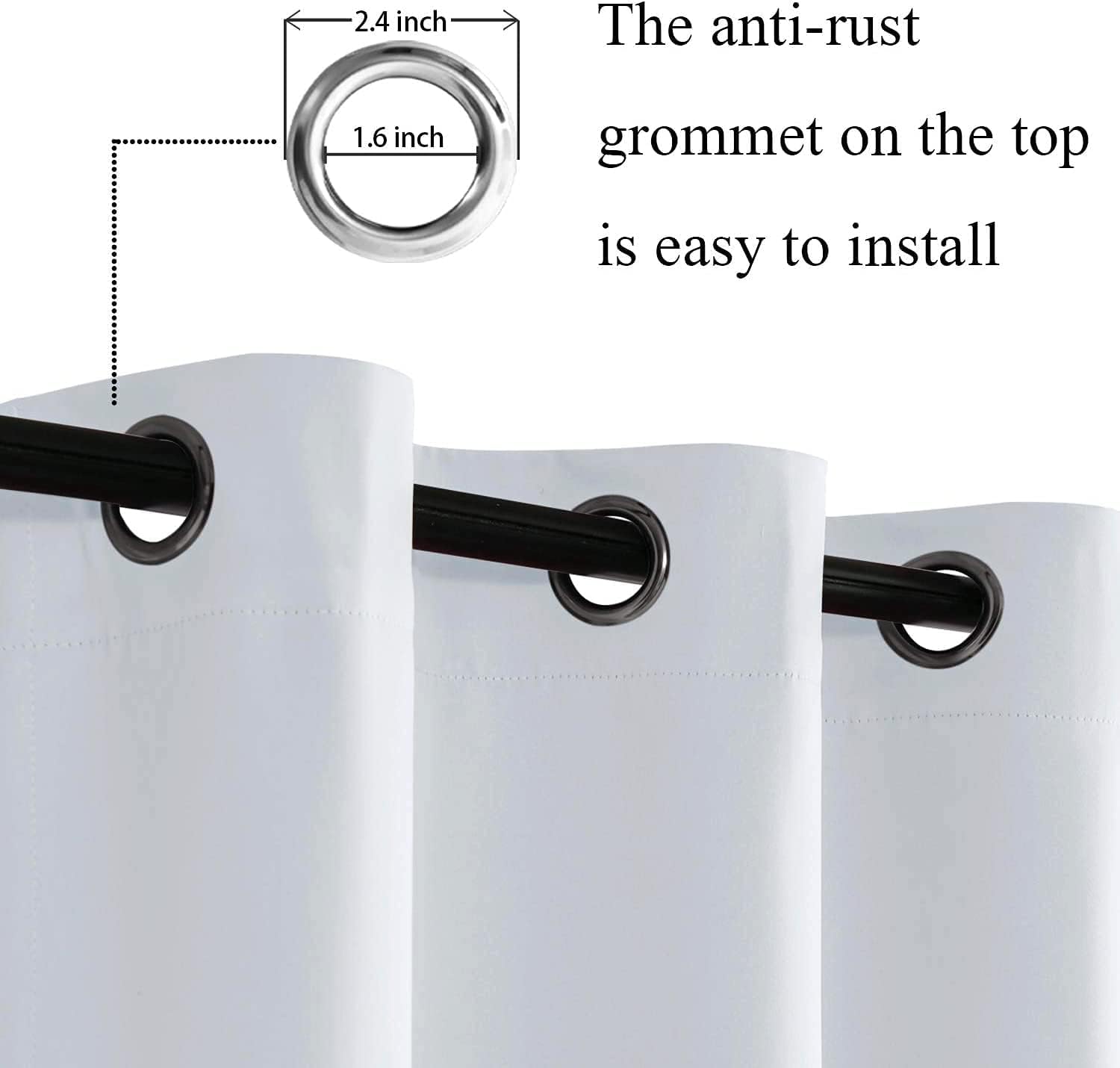 Jiuzhen Greyish White Blackout Curtains With Tiebacks Thermal Insulated, Light Blocking And Noise Reducing Grommet Curtains For And Living Room, Set Of 2 Window Curtain Panels, 52 X 90 Inch Length