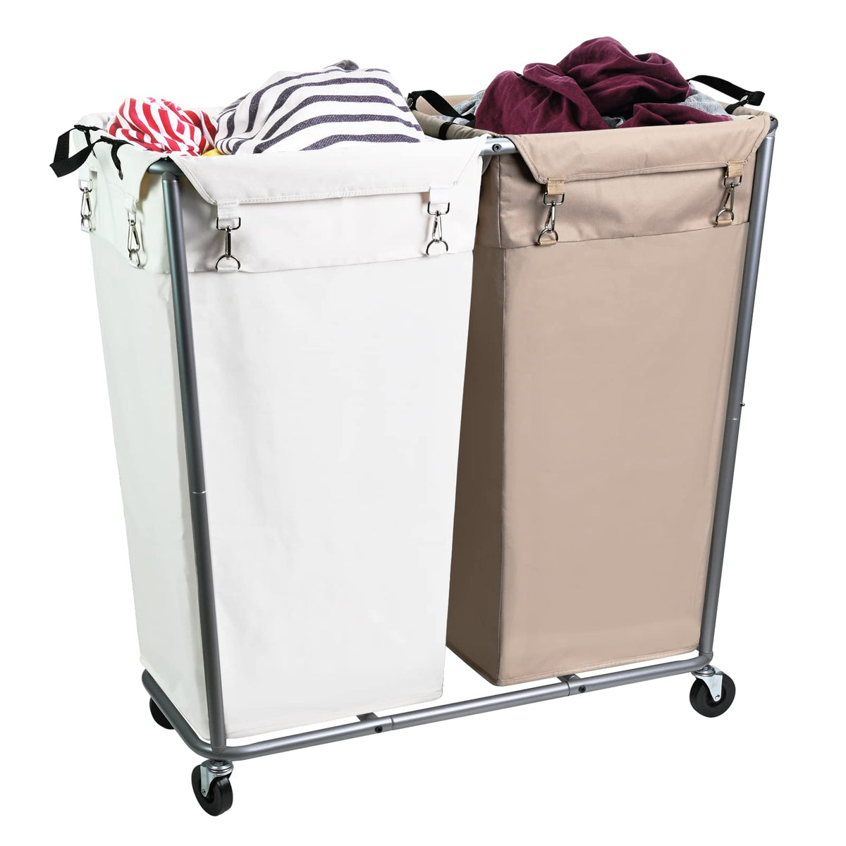 280L Laundry Laundry Hamper 2 Section, Large Laundry Sorter with Wheels