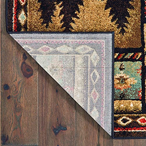 HomeRoots Polypropylene 8’x10’ Black and Brown Nature Lodge Area Rug
