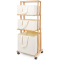Homde 3Tier Bamboo Laundry Basket: Storage Shelf with Wheels (Natural)