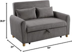 Justine 54W Brown Corduroy Convertible Sleeper Loveseat