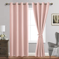Jiuzhen Blackout Curtains With Tiebacks - Thermal Insulated, Light Blocking And Noise Reducing Grommet Curtain Drapes For Bedroom And Living Room, Set Of 2 Panels, Blush Pink, 52 X 84 Inch Length