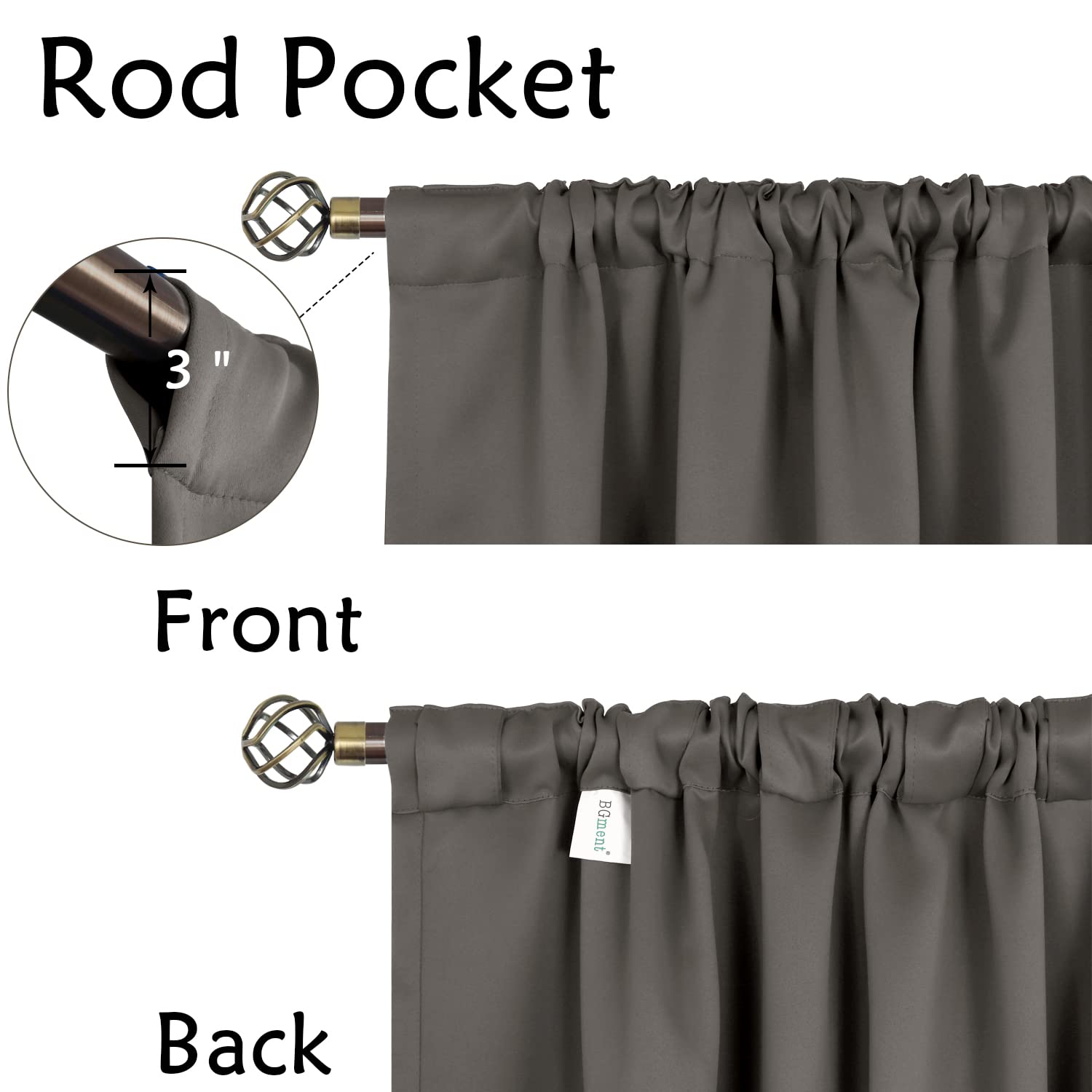 Bgment Wide Blackout Curtains 63 Inch - Rod Pocket And Back Tab Thermal Insulated Room Darkening Curtains For Living Room, 70 X 63 Inch, Grey, 2 Window Panels