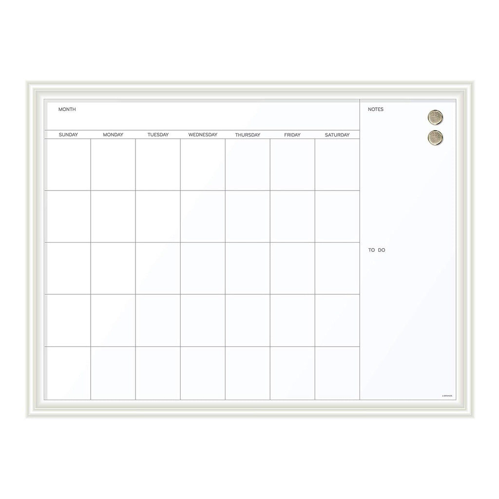 U Brands Magnetic Dry Erase Calendar Board, 30 X 40 Inches, White Wood Frame (2918U00-01)