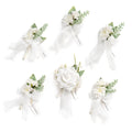 Lings Moment Snow White Boutonniere for Men (Set of 6), Groom Groomsmen Boutonniere for Wedding,Prom,Homecoming, etc.