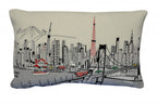 HomeRoots Cream 24' White Tokyo Daylight Skyline Lumbar Decorative Pillow