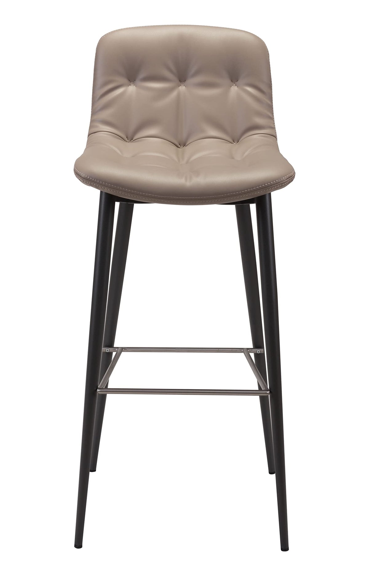 Zuo Modern Tangiers Bar Chair Set Steel, Foam, Faux Leather Taupe, Dark Gray Indoor Weight Capacity 280 lbs Dimensions: 17.3" W x 20.7" D x 40.2" H Pack of 2