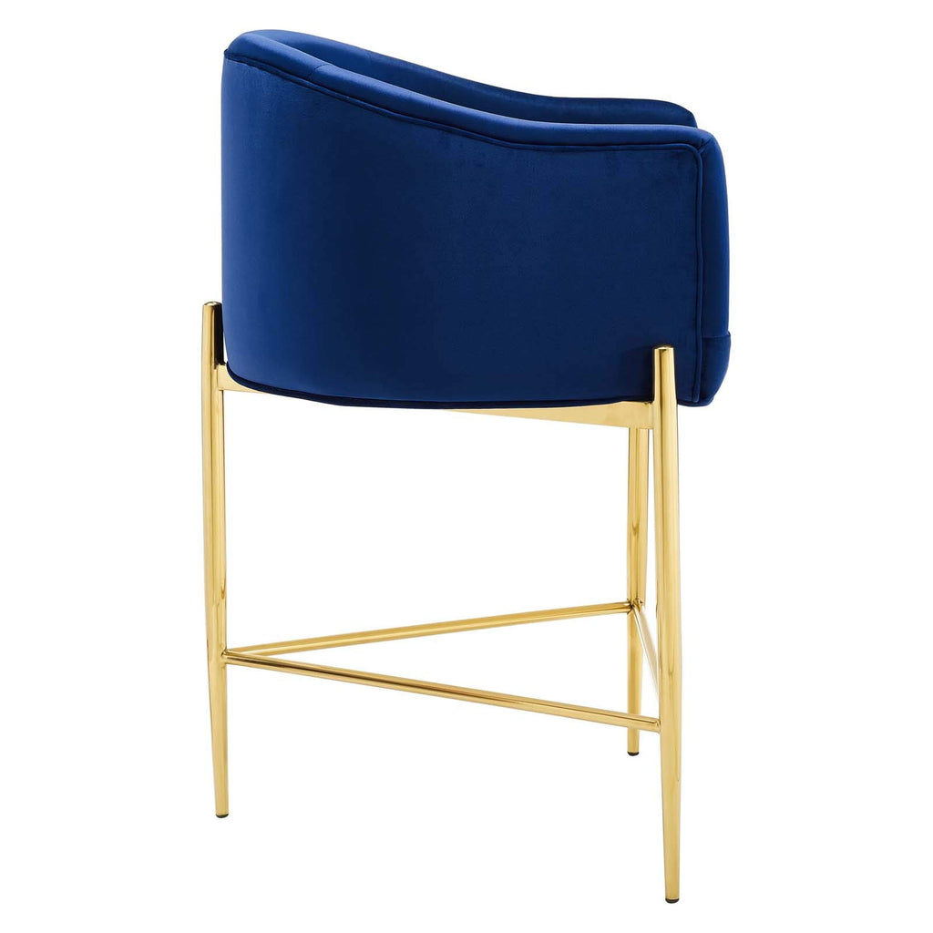 Modway Savour Tufted Performance Velvet Counter Stool Set Of 2, Navy