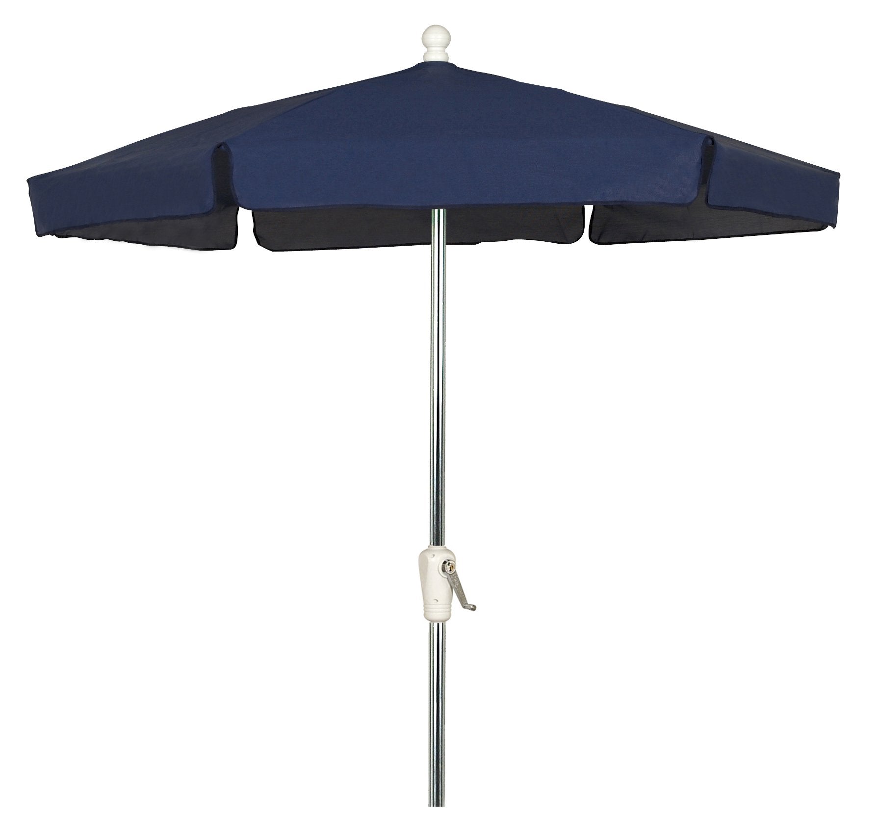FiberBuilt Umbrellas Garden Umbrella with Push-Button Tilt, 7.5 Foot Navy Canopy and Bright Aluminum Pole