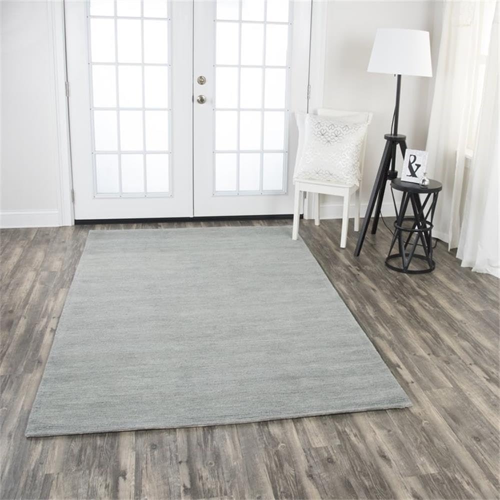 Rizzy Home Alora Decor Emerson 5' X 8' Solid Grey/Gray/Rust/Blue Hand-Tufted Area Rug