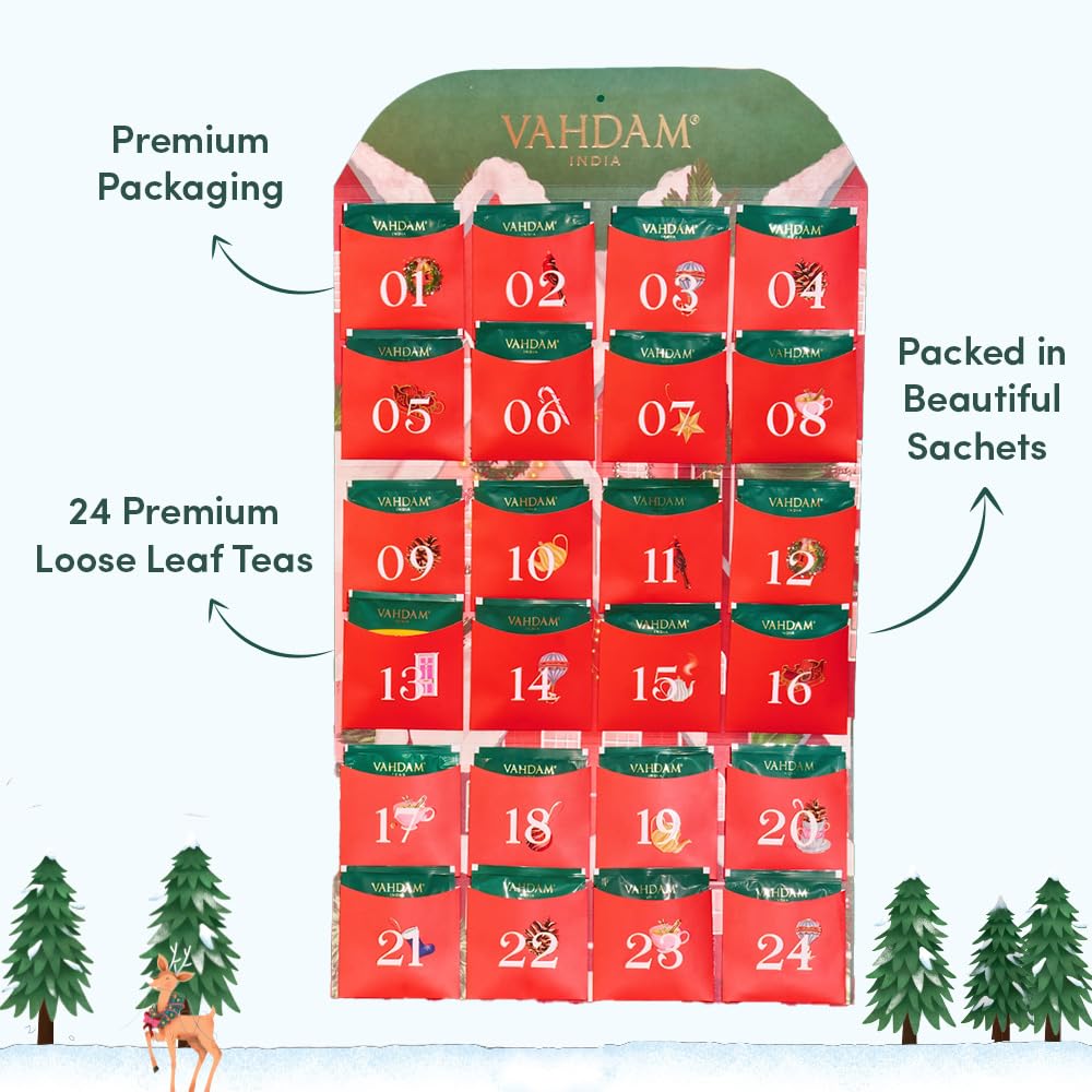 Limited Edition - Advent Calendar 2024 Tea Bags Folding Gift Set | 24 Unique Flavors - Holiday Gift Box | Christmas Advent Calen