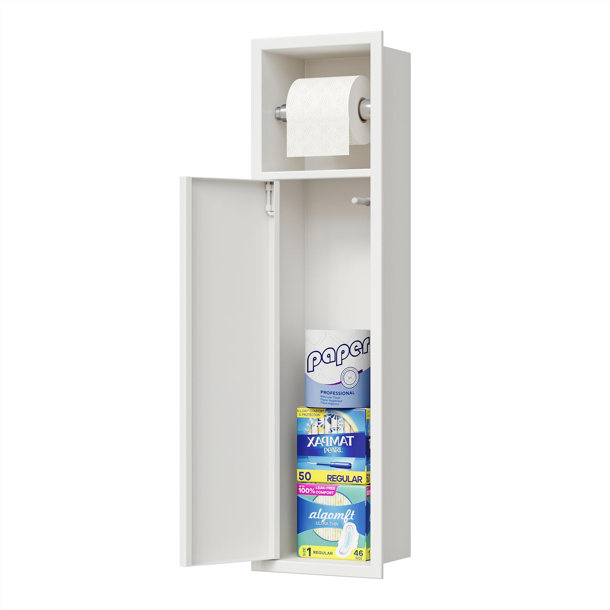Neodrain Recessed Toilet Paper Holder, in Wall Toilet Paper Holder, 304 Stainless Steel Tissue Paper Holder with Dispense and St